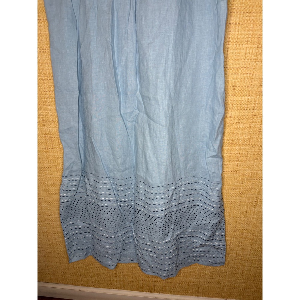 Pure Jill J. Jill Blue Linen Embroidered Hem Maxi Shift Dress Womens Medium M - Picture 3 of 6
